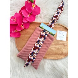 Pochette à livre de poche Eva velours rose - pivoines