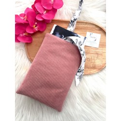 Pochette à livre broché Eva velours rose - cranes