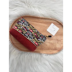 Trousse à maquillage velours rouille et Nagoya